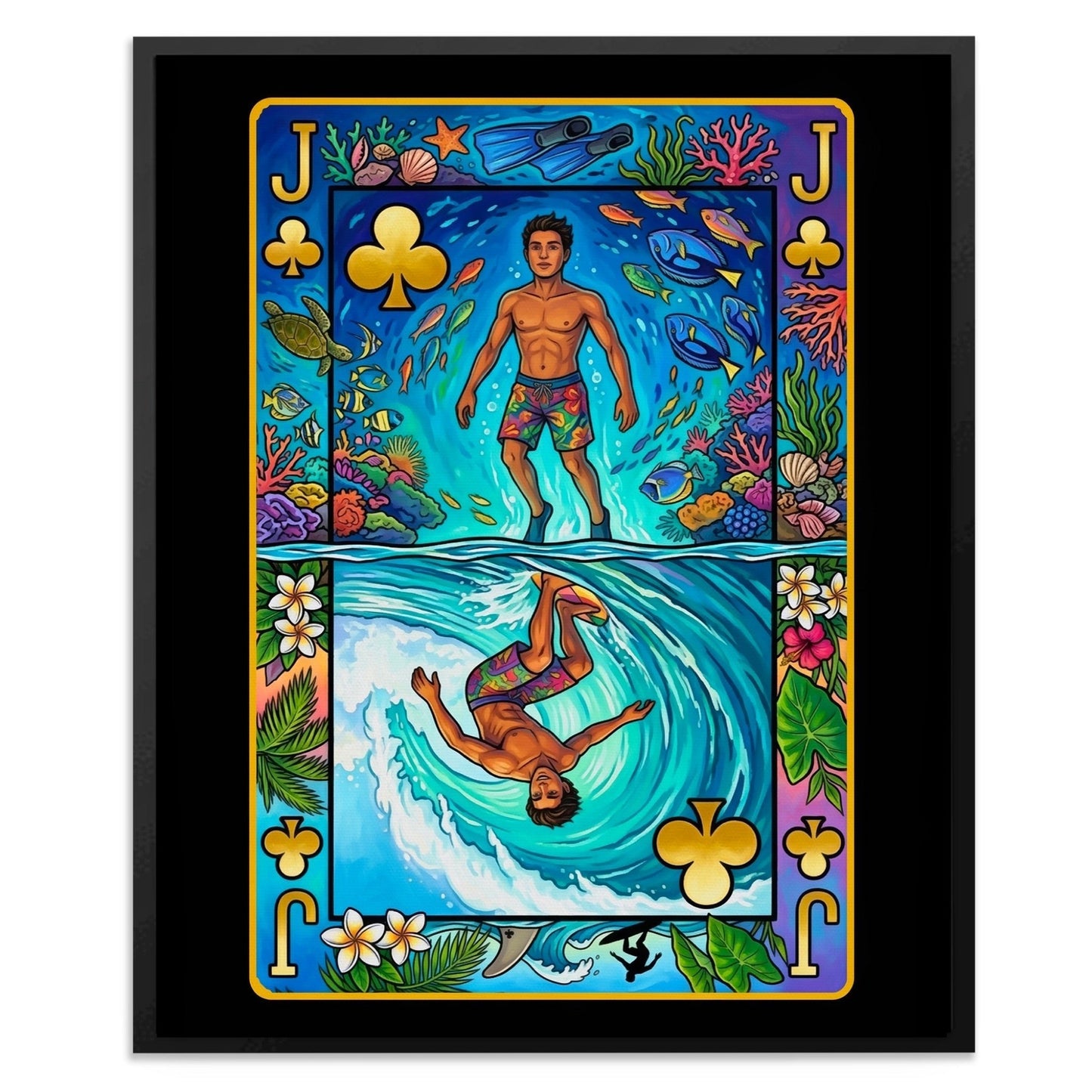 Tropical Poker Canvas Set - Hawaii Royal Flush Jack card