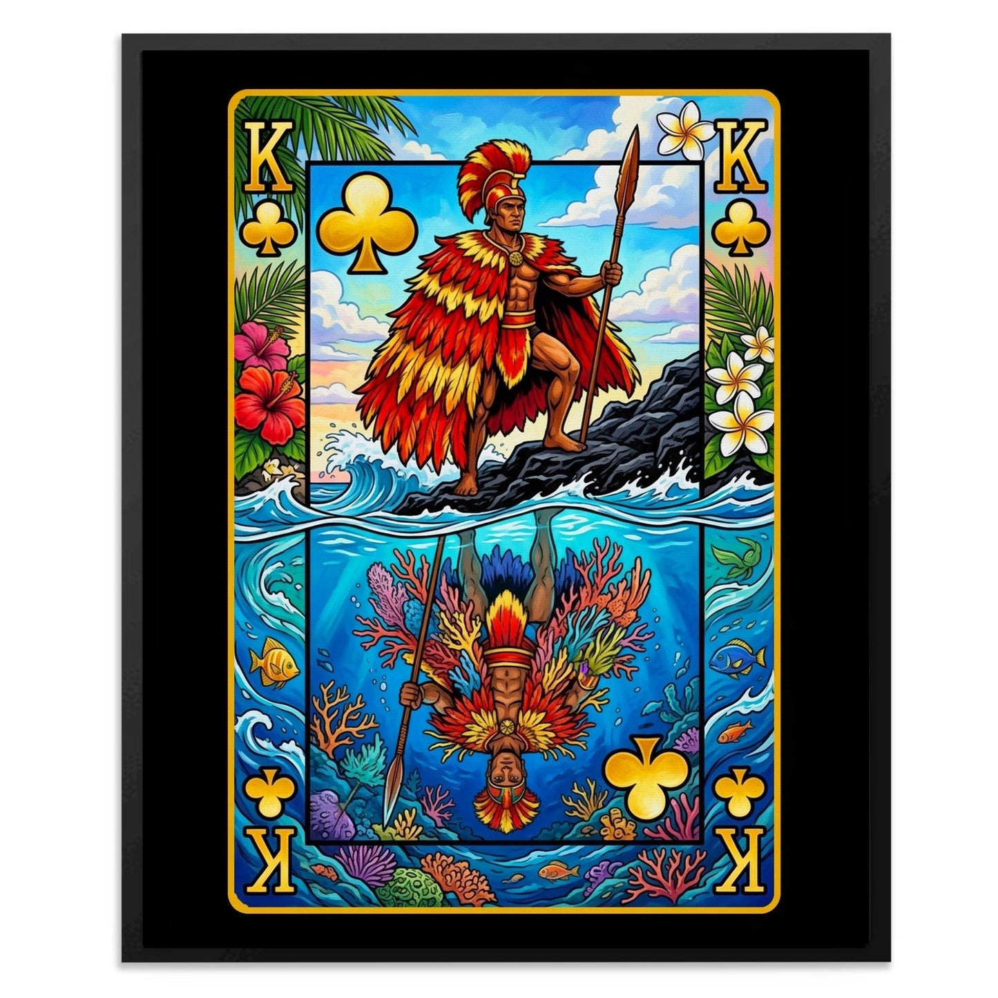 Tropical Poker Canvas Set - Hawaii Royal Flush King card