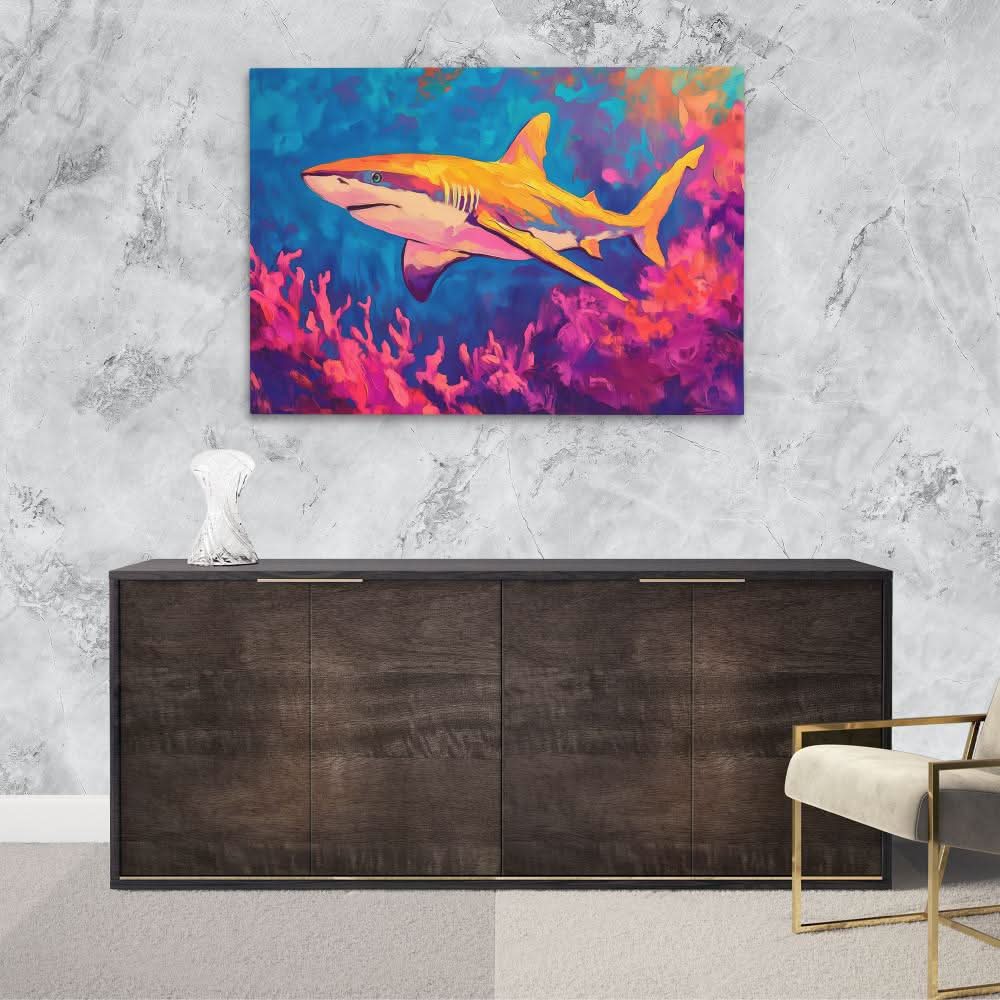 Tropical Predator - Shark Art for Bathroom