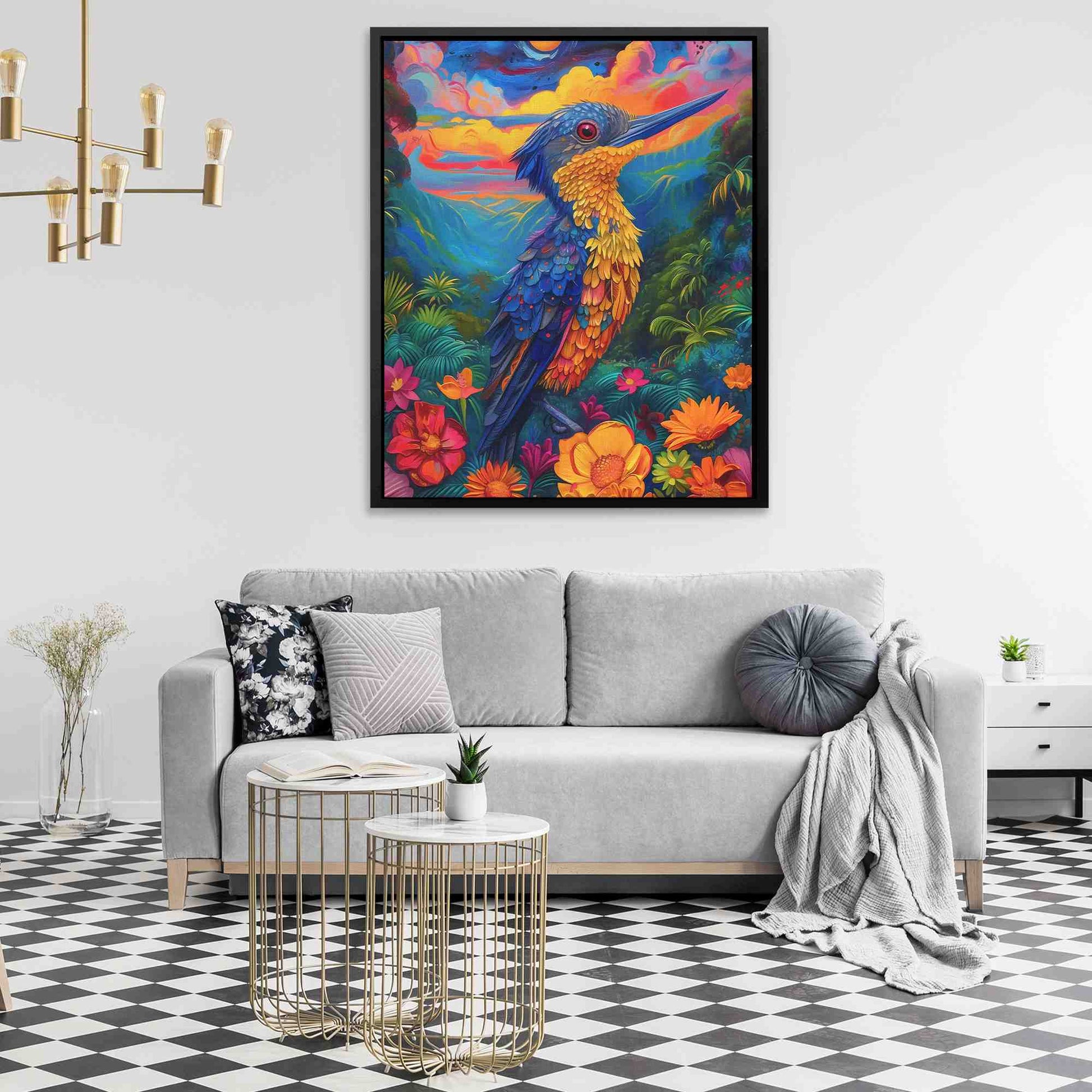 Tropical Rain Forest Bird - Surrealism Colorful Canvas Wall Art