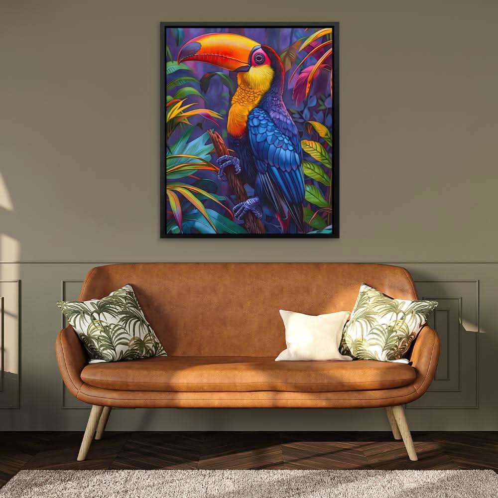 Tropical Toucan - Bird Wall Art in Black Frame
