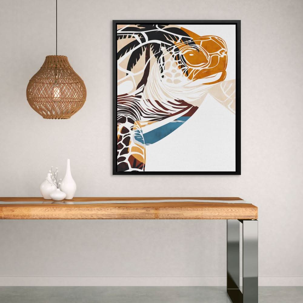 Tropical Turtle Beach - Beige Canvas Wall Art