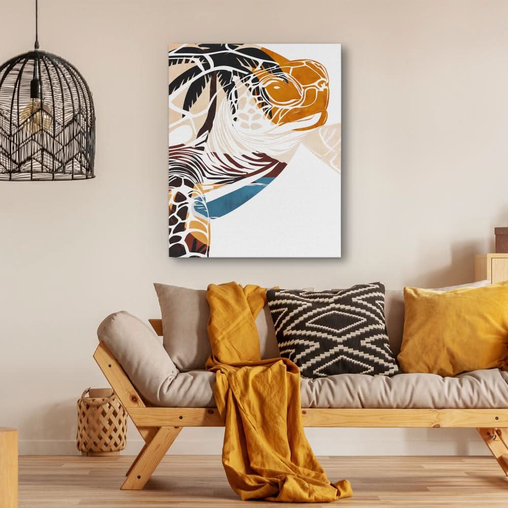Tropical Turtle Beach - Wall Art in Black Frame