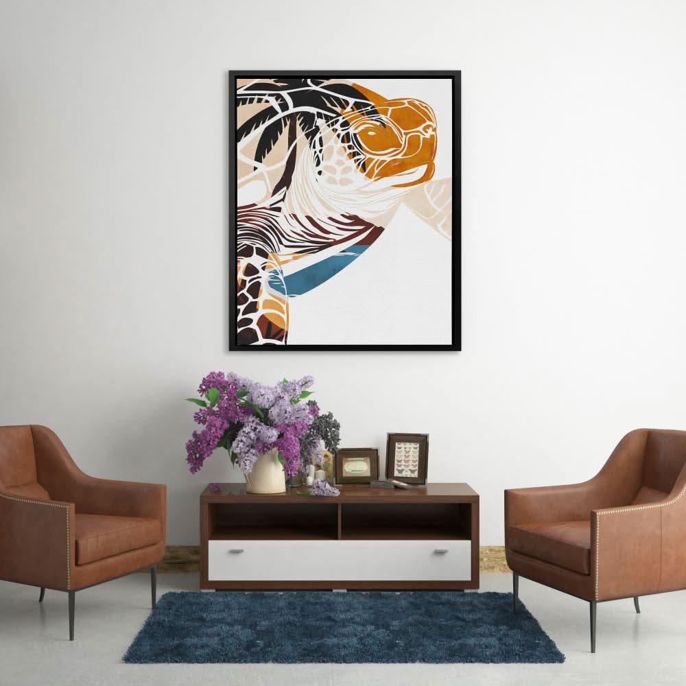 Tropical Turtle Beach - Beige Beach House Canvas Print