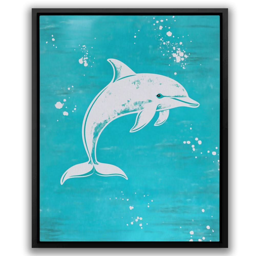 Turquoise Dolphin Splash - Large Canvas Print