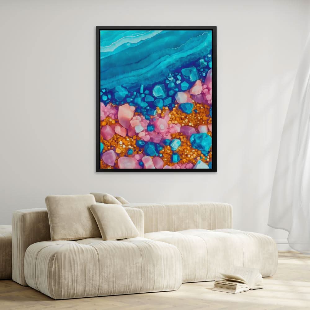 Turquoise Pink Coast - Beach Art for Bedroom
