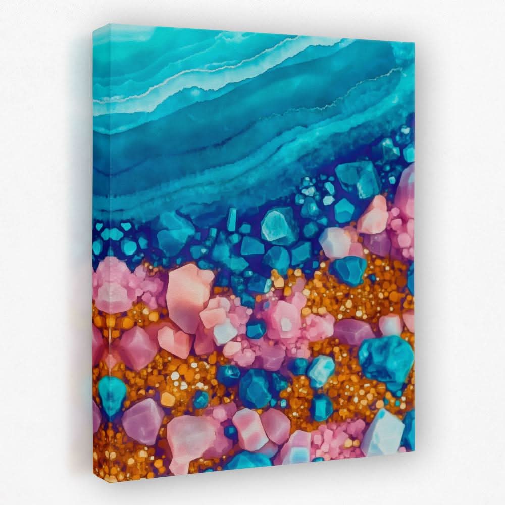 Turquoise Pink Coast - Beach Canvas Wall Art