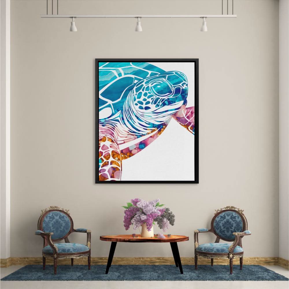 Turquoise Turtle - Large Canvas Print