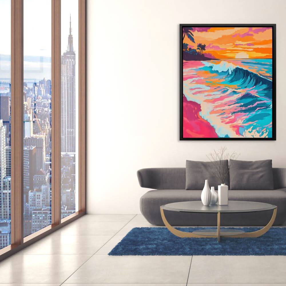 Twilight Curl - Coastal Wall Art in Black Frame