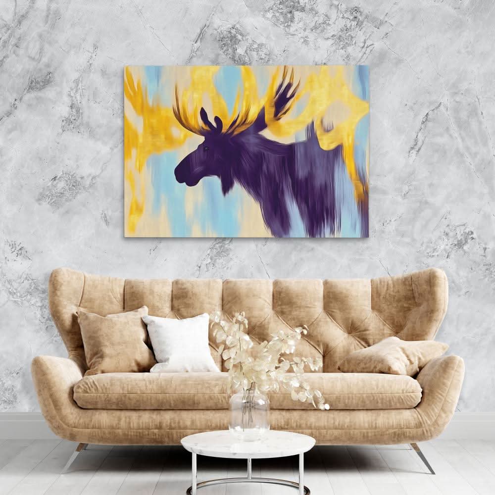 Twilight Glow Moose - Cabin Wall Art in Black Frame