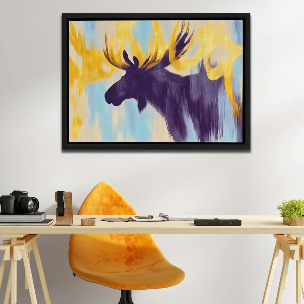 Twilight Glow Moose - Blue Wall Art for Living Room