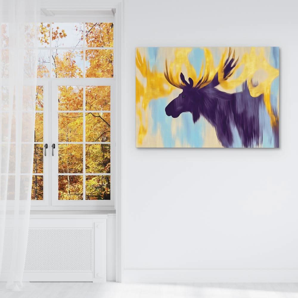 Twilight Glow Moose - Blue Canvas Wall Art
