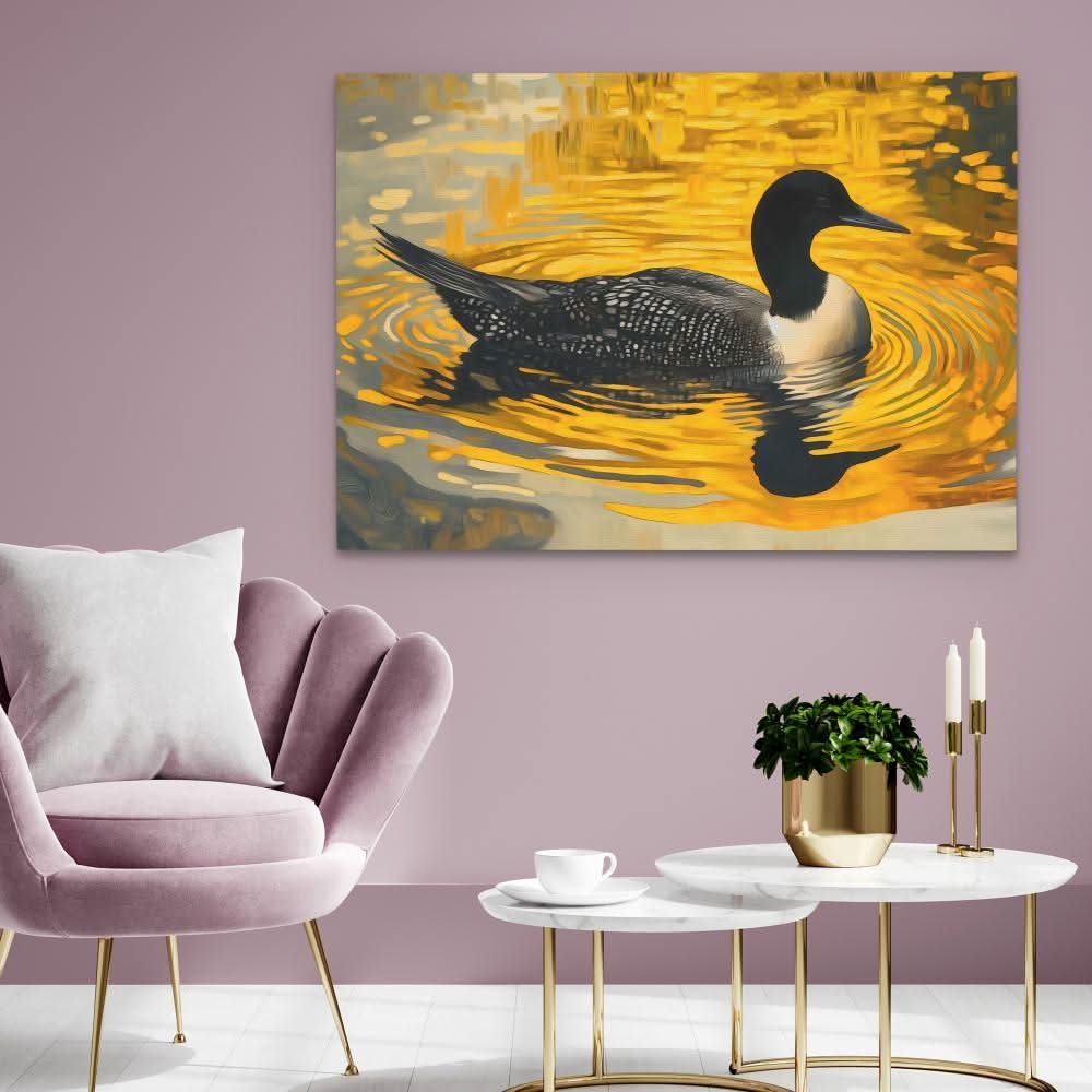 Twilight Loon - Bird Wall Art in Black Frame