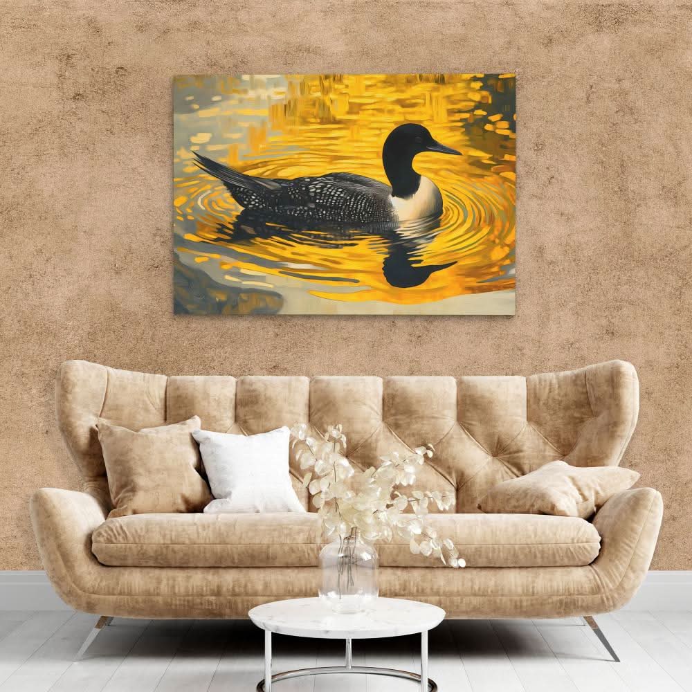 Twilight Loon - Brown Canvas Wall Art