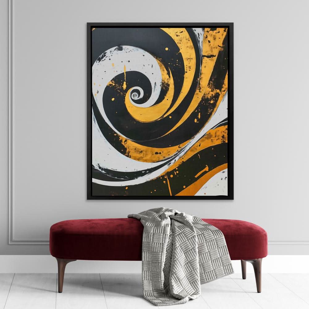 Twisting Factors - Monochromatic Wall Art in Black Frame