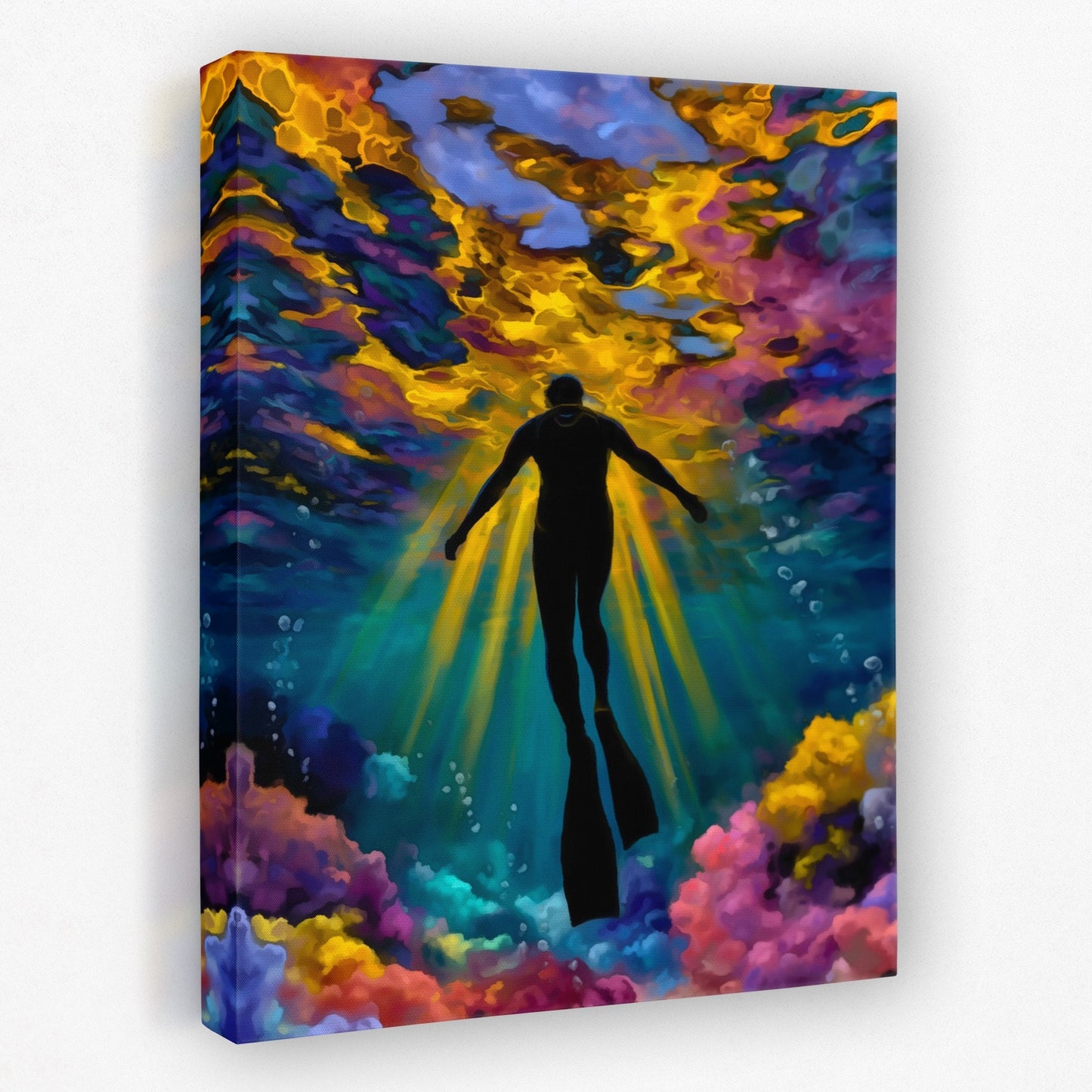Underwater Golden Ascension - Luxury Wall Art