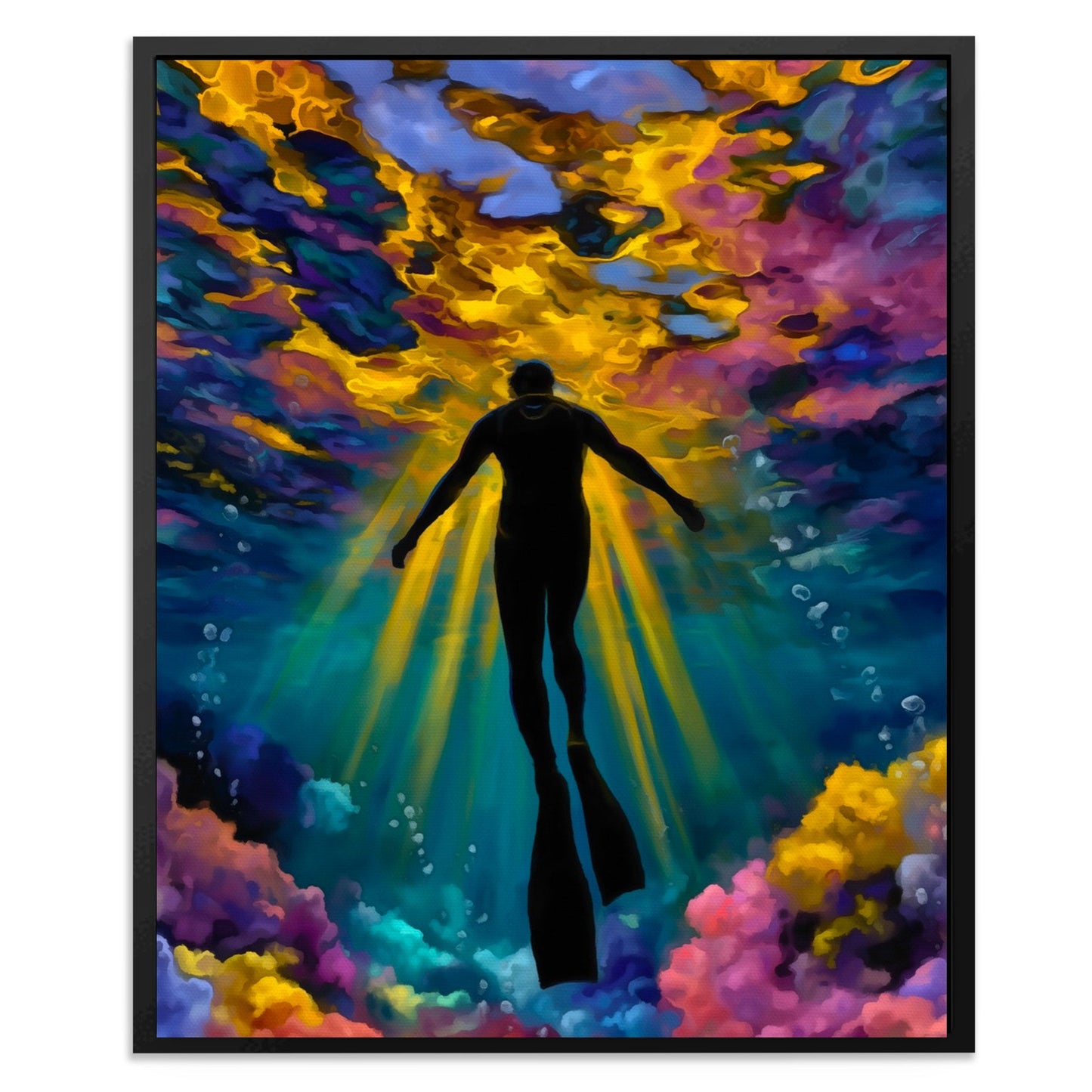 Underwater Golden Ascension - Luxury Wall Art