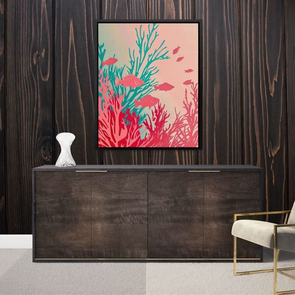 Underwater Paradise - Coastal Wall Art in Black Frame