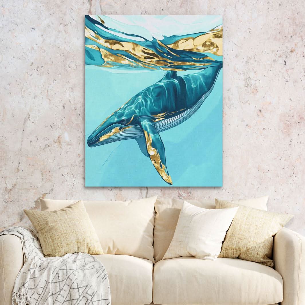 Underwater Serenity - Ocean Blues Wall Art in Black Frame