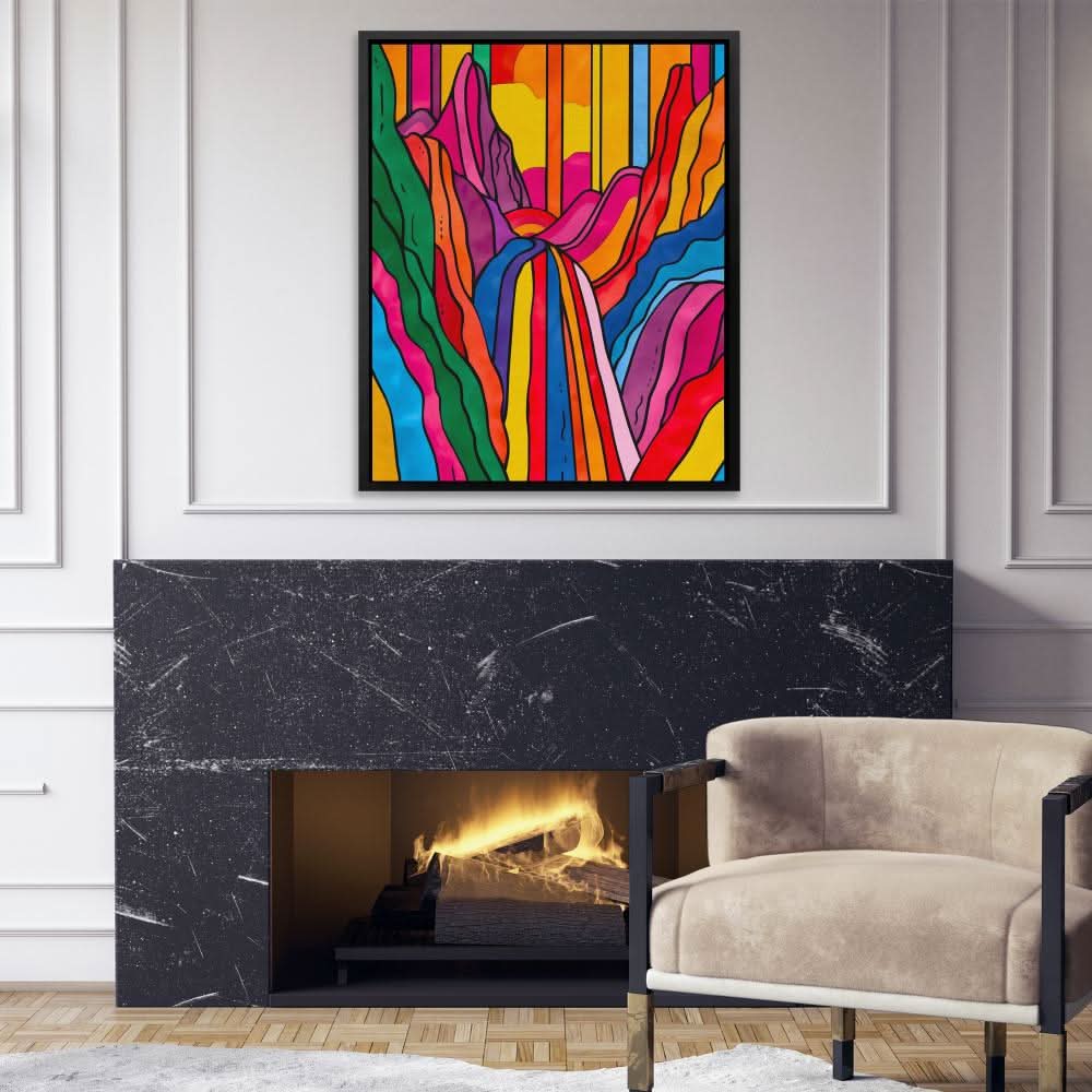 Unknown Hills - Rainbow Wall Art in Black Frame
