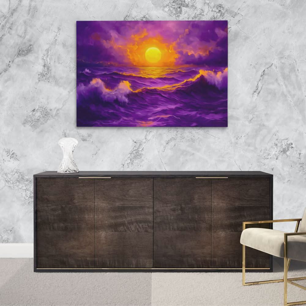 Untamed Ocean Beauty - Purple Canvas Wall Art