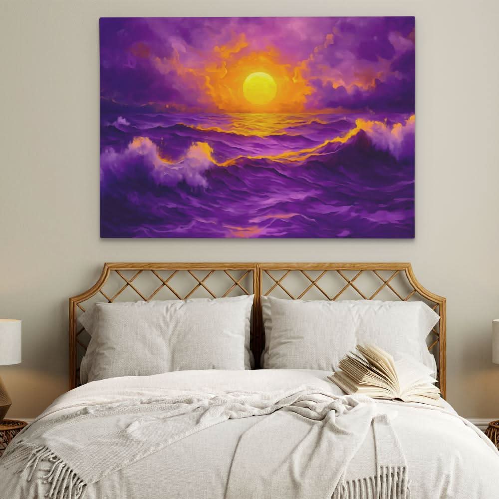 Untamed Ocean Beauty - Purple Wall Art for Lounge