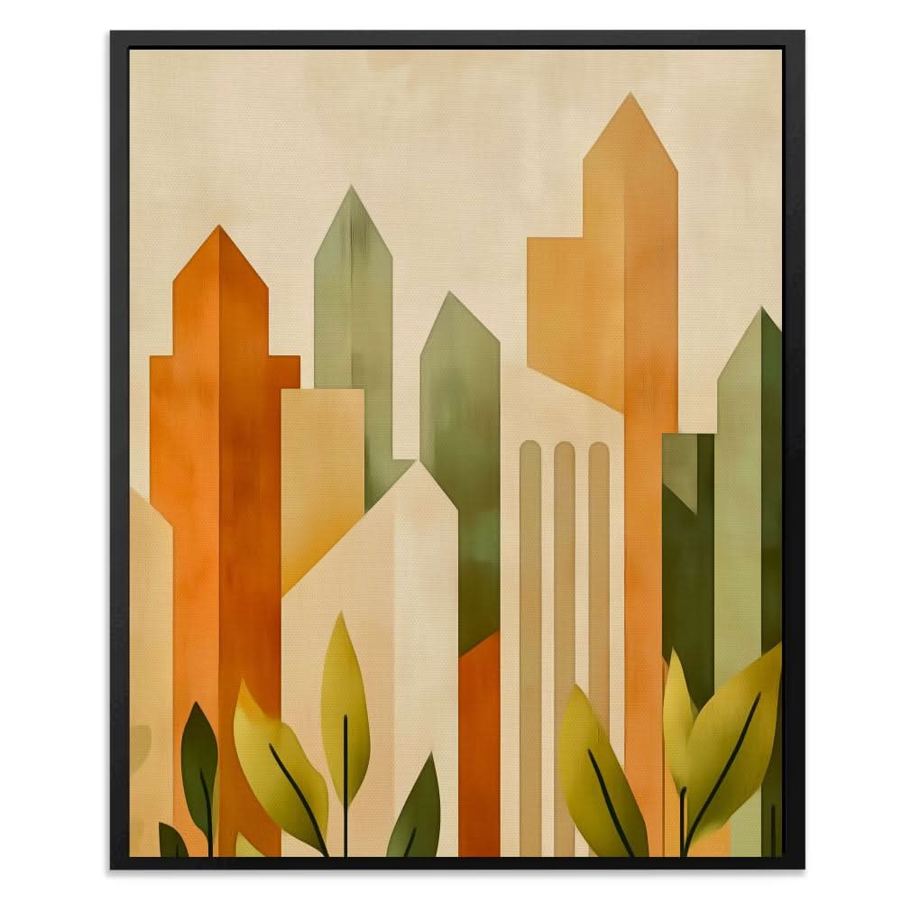Urban Harmony - Minimalist Wall Art in Black Frame