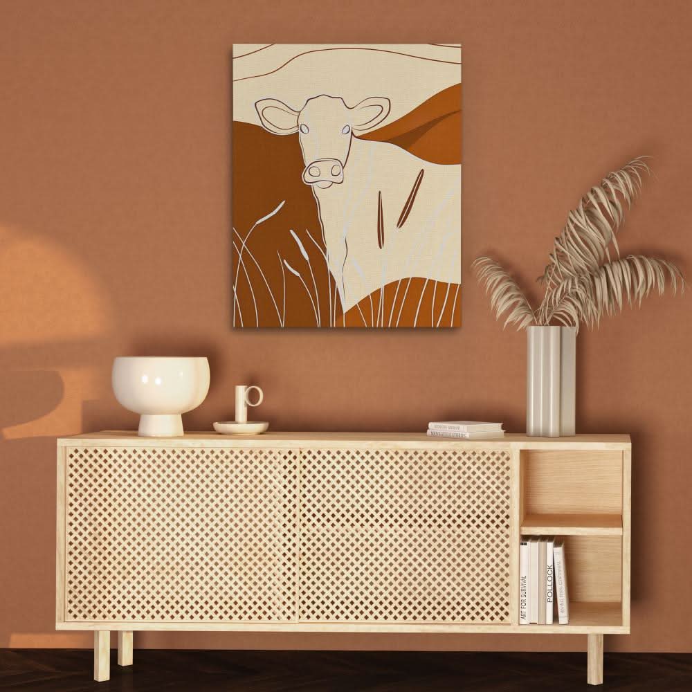 Valley Cow - Large Minimalist Canvas Print
