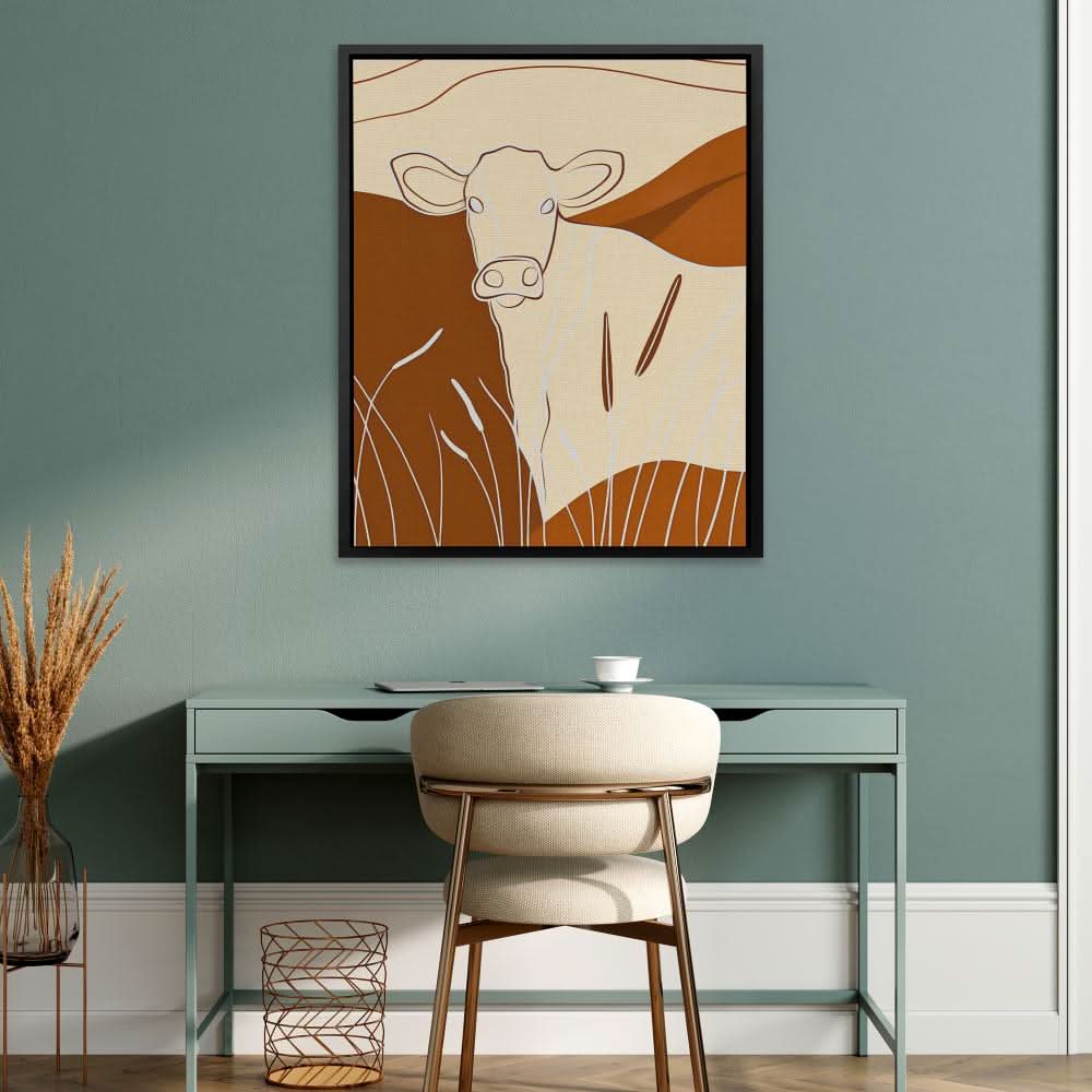 Valley Cow - Beige Cow Canvas Print