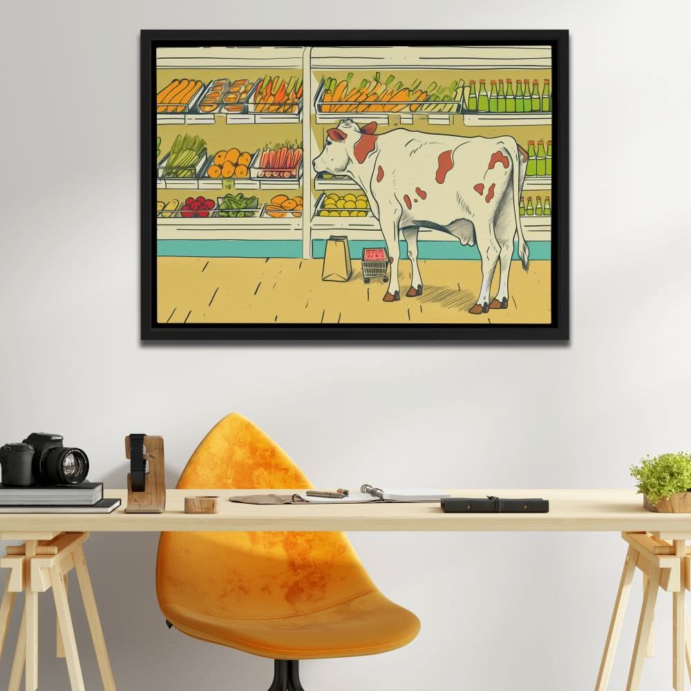 Vegetarian Isle - Cartoon Wall Art in Black Frame