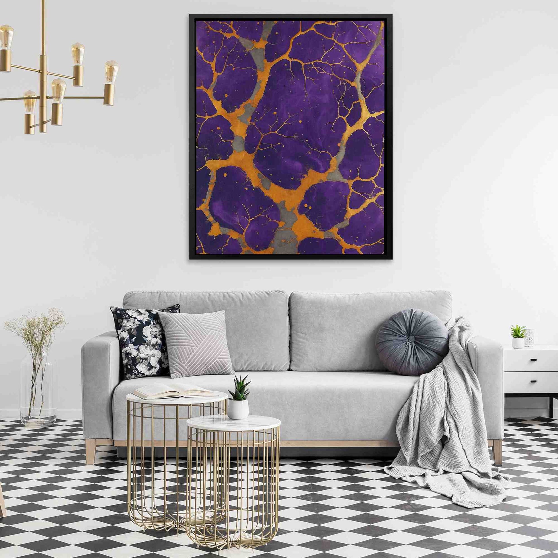 Veins of Gold - Vertical Wall Art in Black Frame