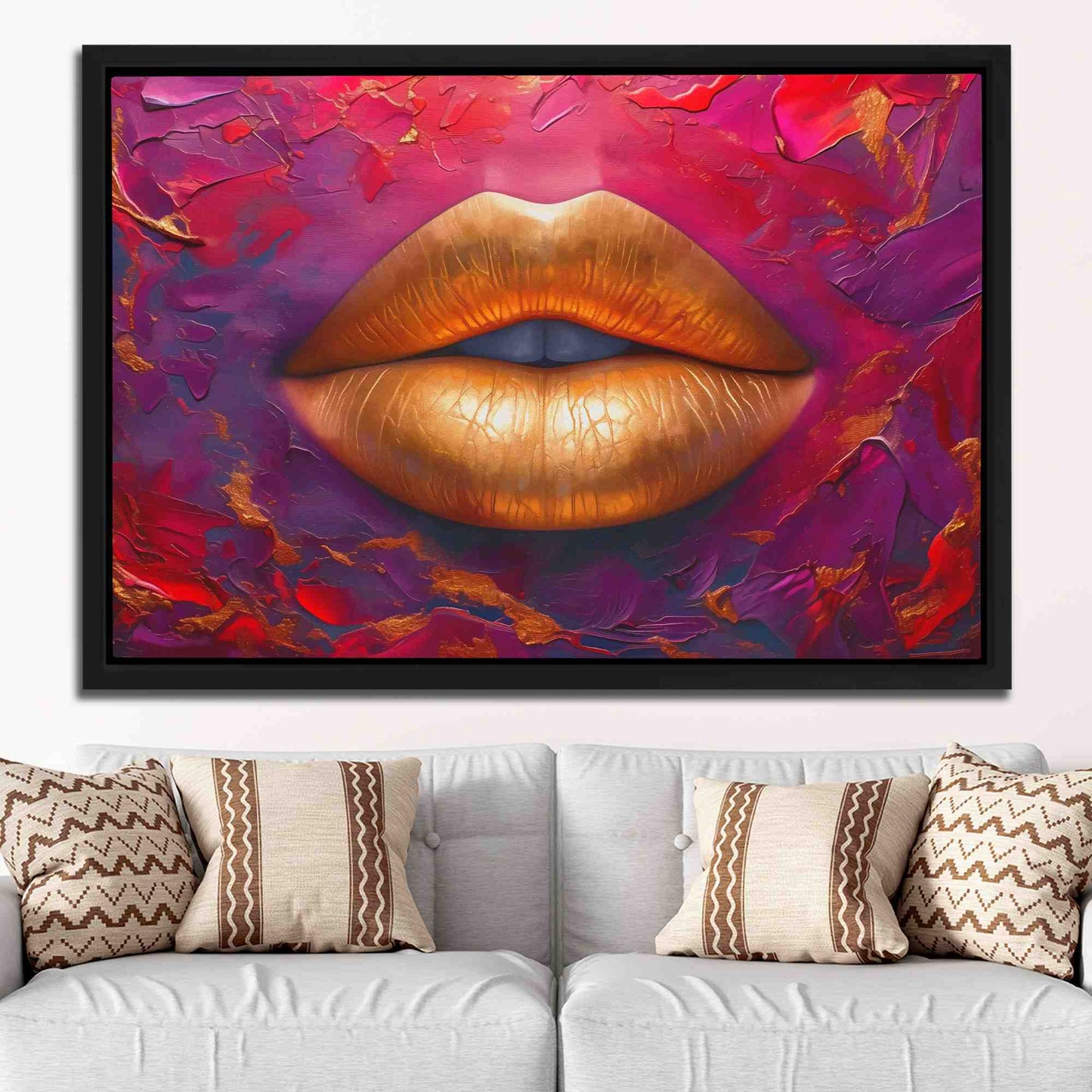 Velvet Gold Lips - Luxury Wall Art