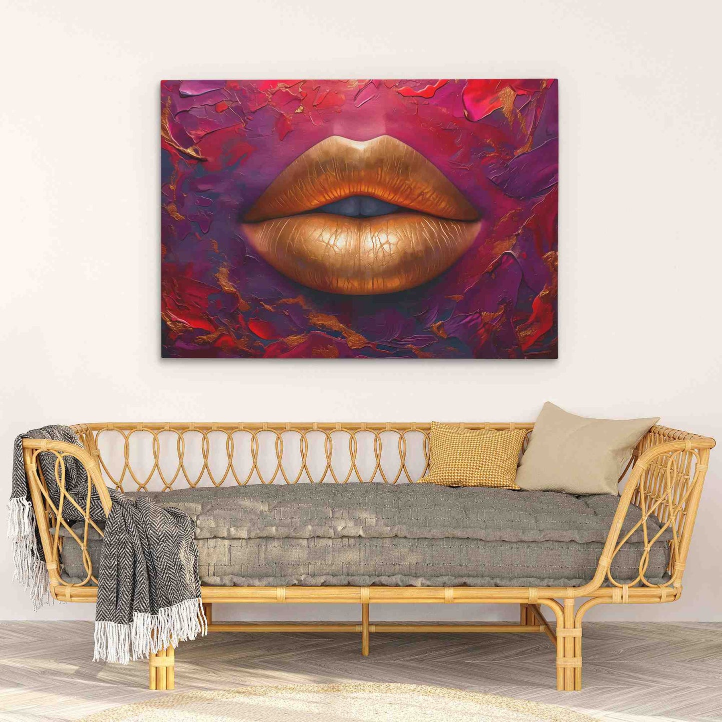 Velvet Gold Lips - Luxury Wall Art