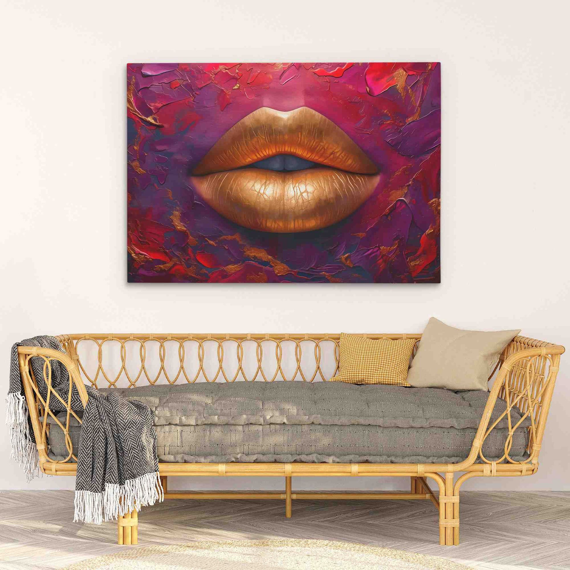Velvet Gold Lips - Luxury Wall Art