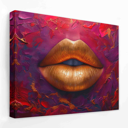 Velvet Gold Lips - Luxury Wall Art