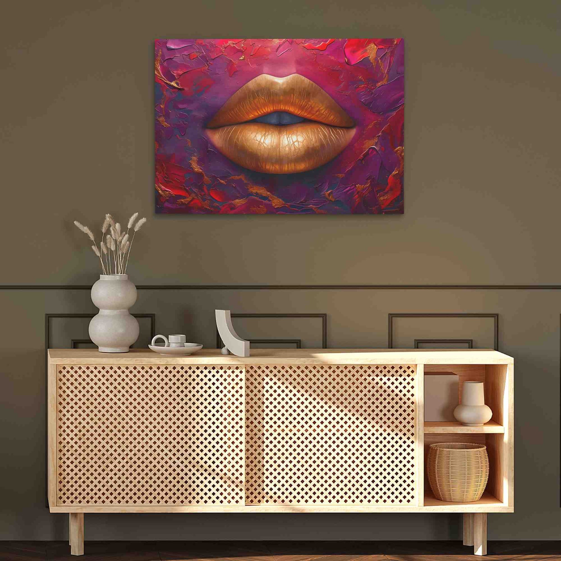 Velvet Gold Lips - Luxury Wall Art