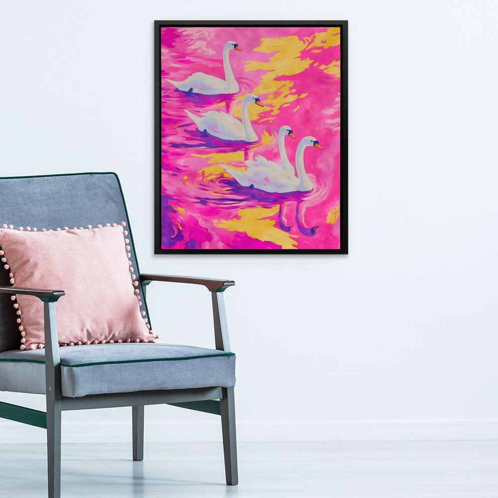 Velvet Reflections - Pink and Purple Wall Art in Black Frame