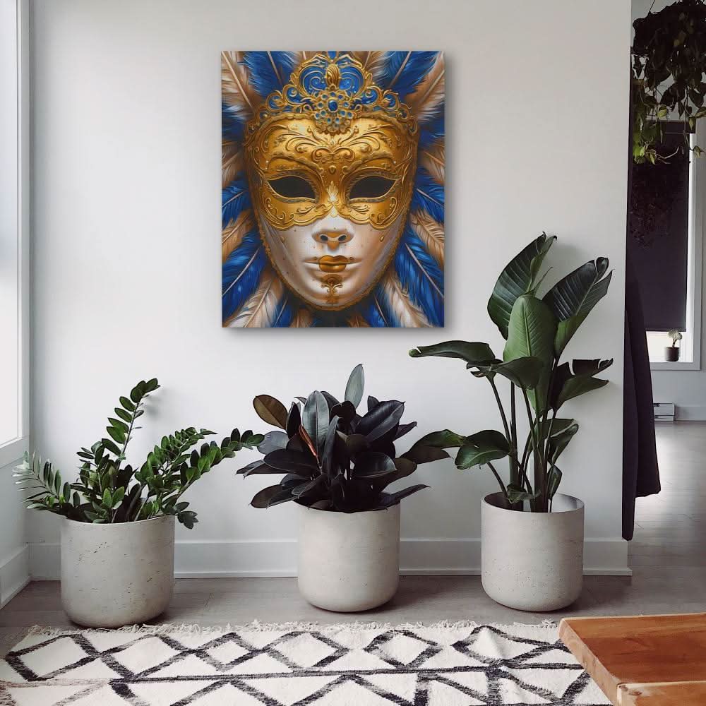 Venetian Mask - Blue Canvas Wall Art