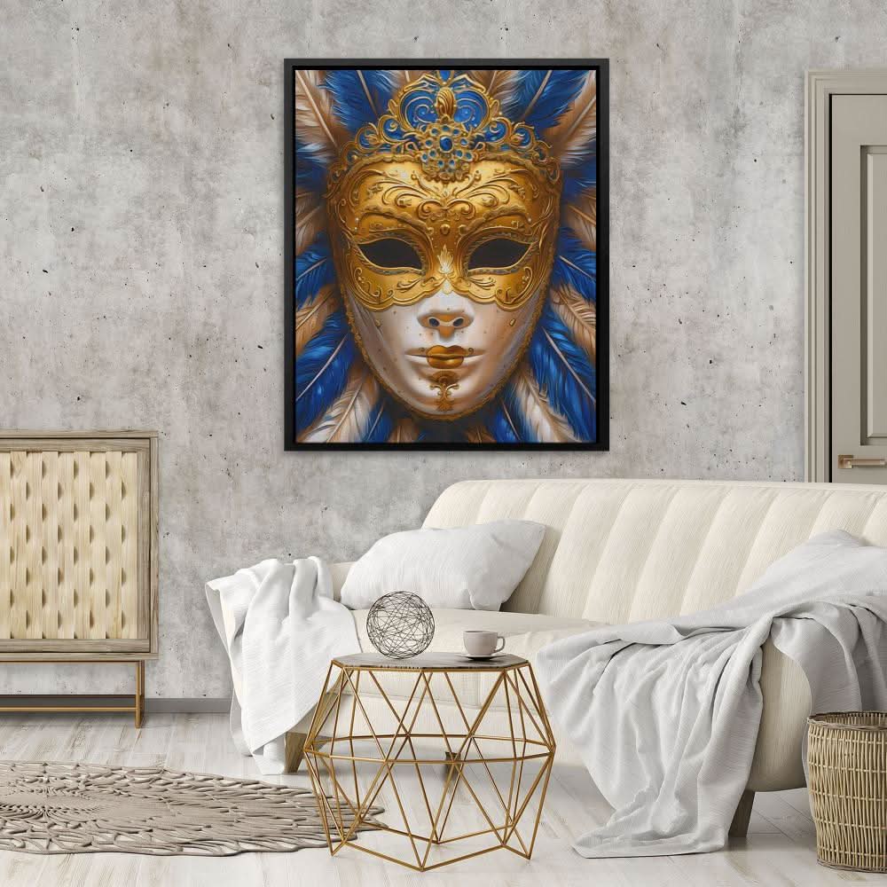 Venetian Mask - Blue Venetian Canvas Print