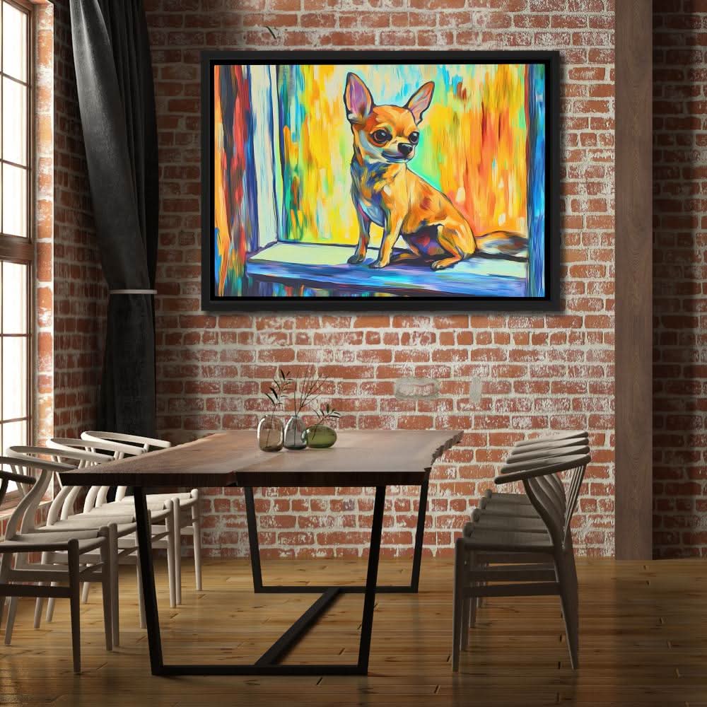 Vibrant Chihuahua - Modern Wall Art in Black Frame