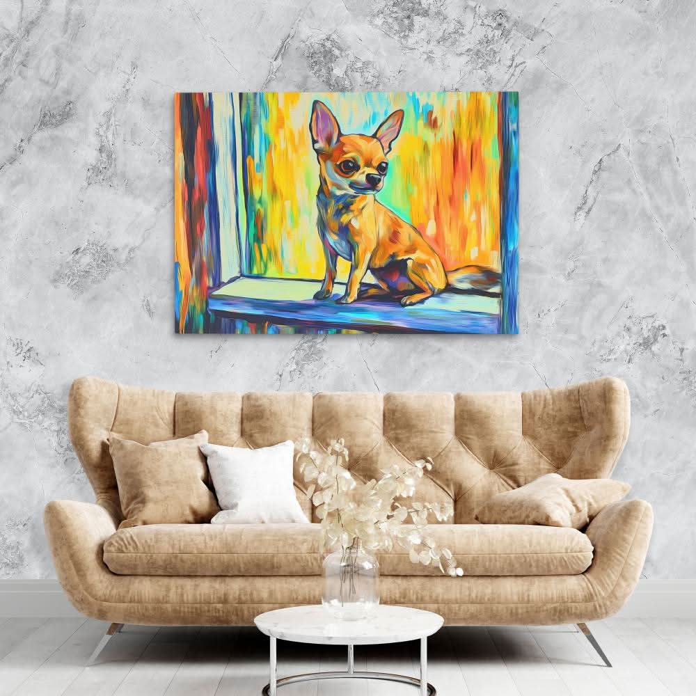 Vibrant Chihuahua - Dog Wall Art in Black Frame