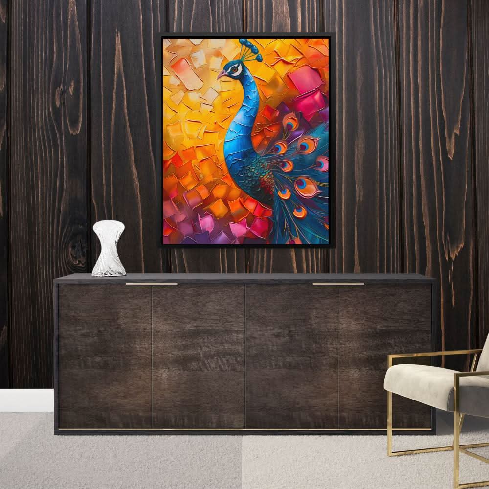 Vibrant Display - Bird Wall Art in Black Frame