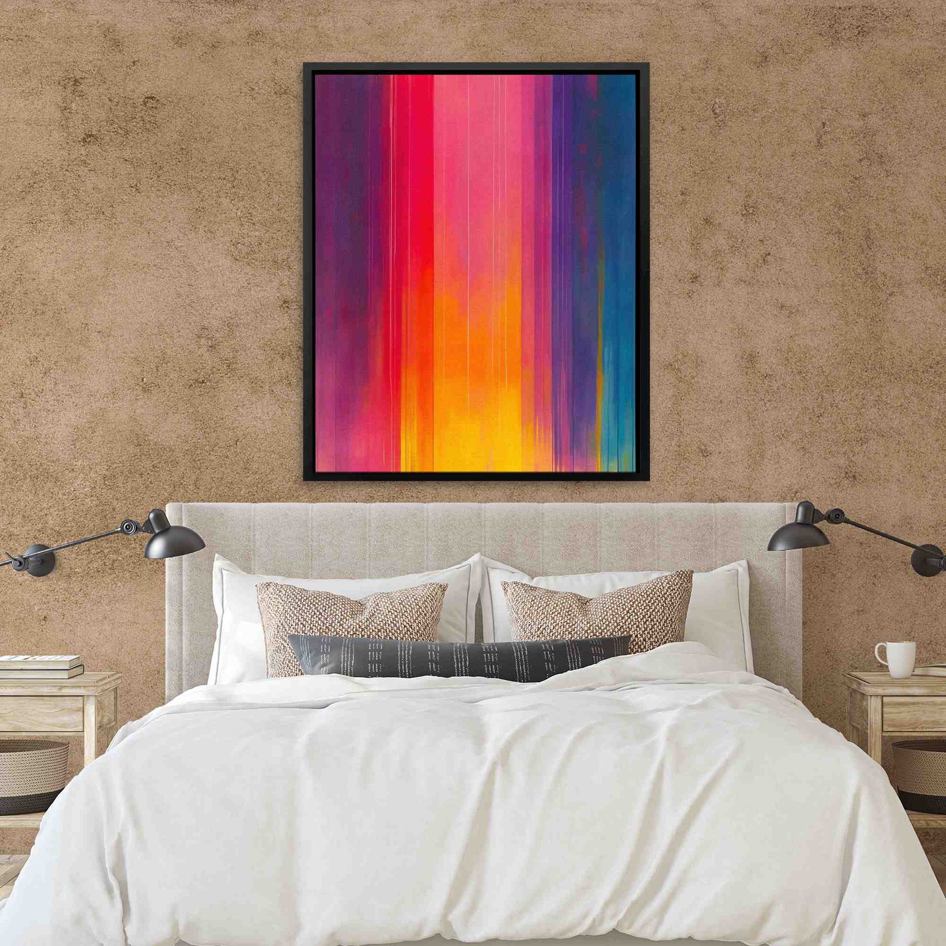 Vibrant Falls - Vertical Wall Art in Black Frame