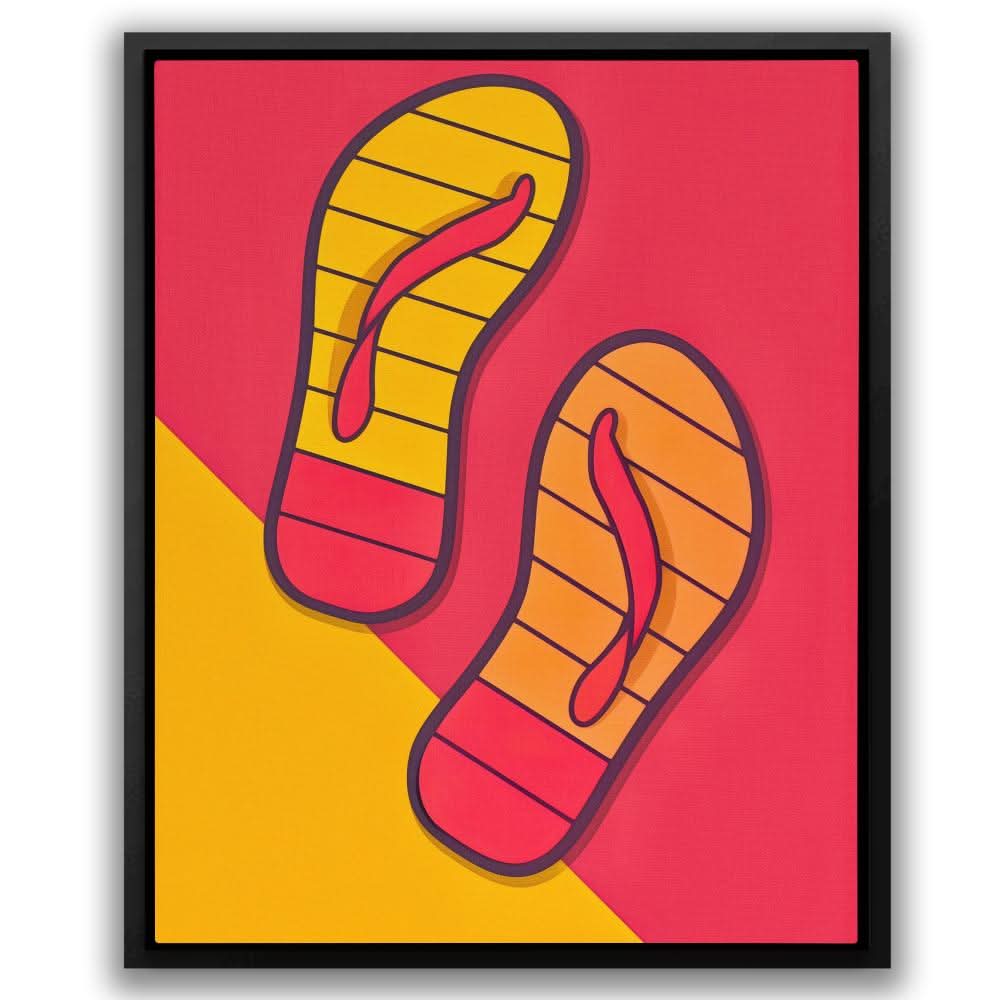 Vibrant Flip Flops - Orange Canvas Wall Art