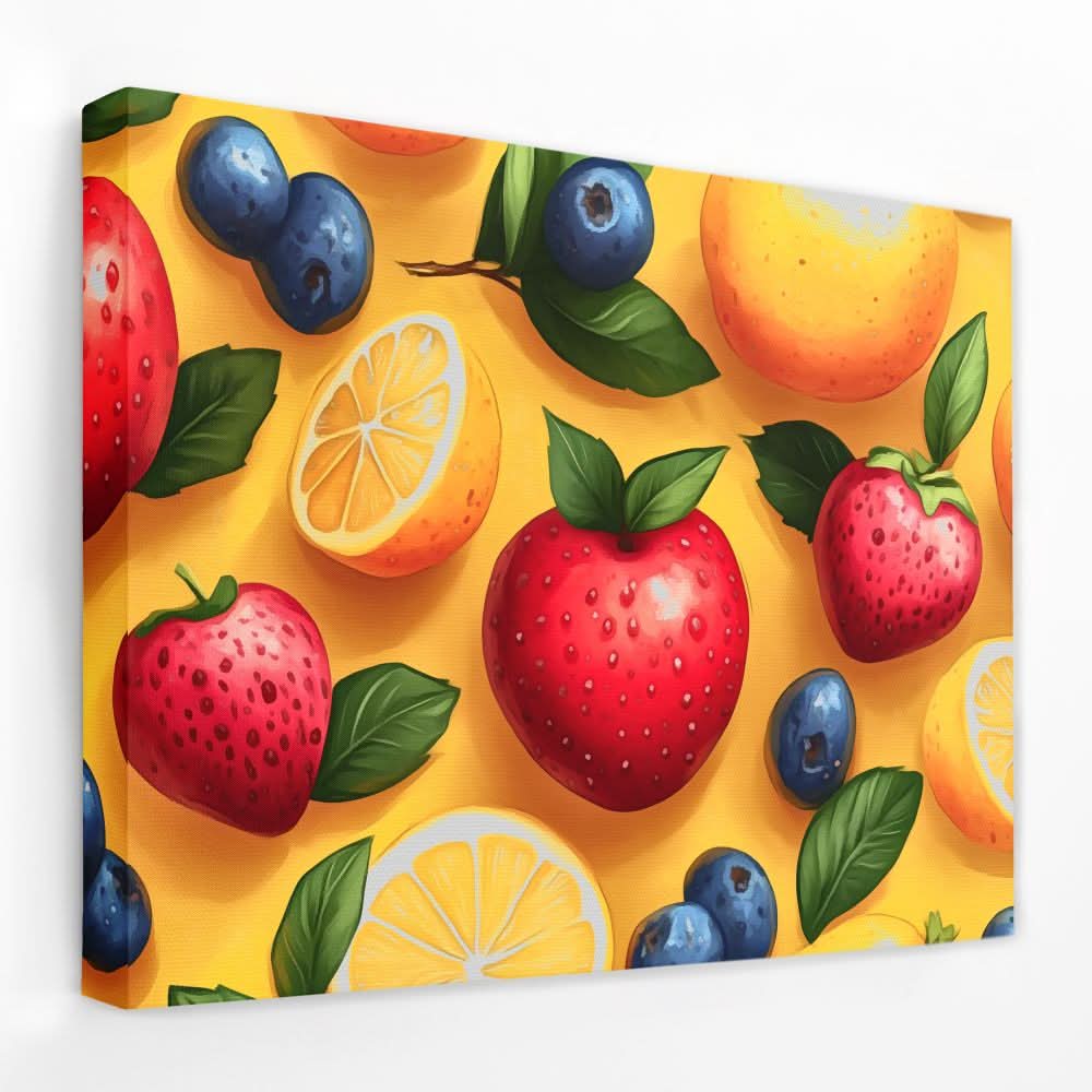 Vibrant Fruit Illustration - Food Canvas Wall Art