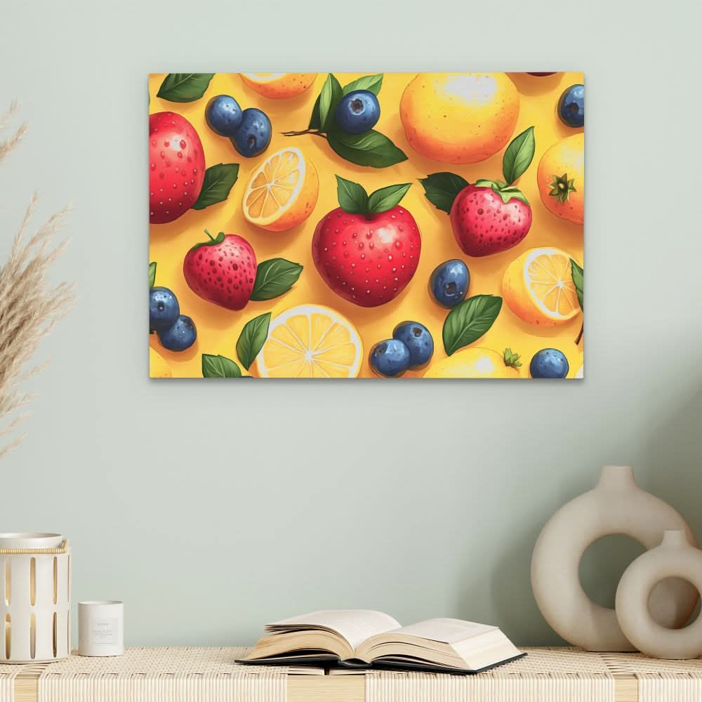 Vibrant Fruit Illustration - Colorful Wall Art for Kitchen