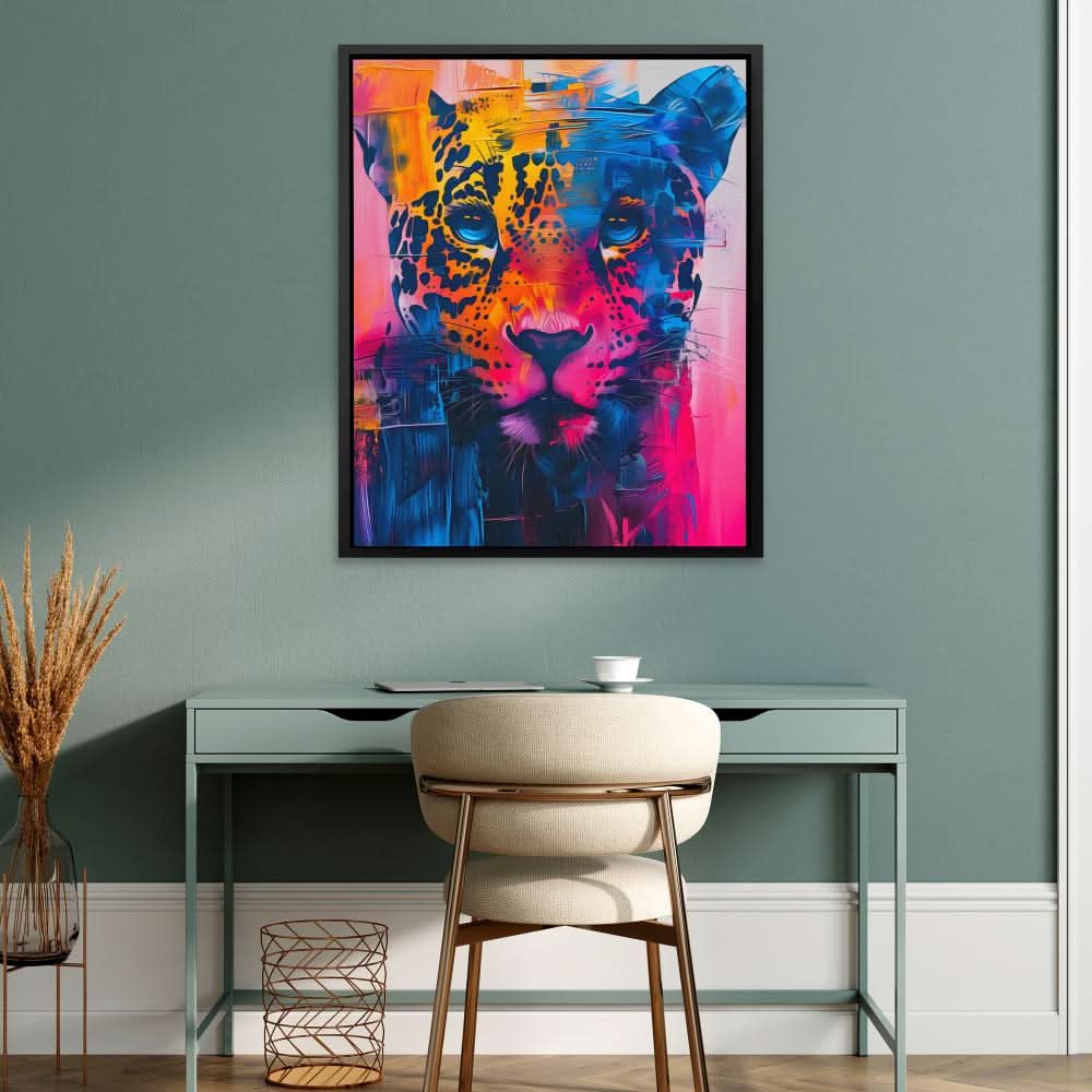 Vibrant Leopard - Leopard Wall Art in Black Frame