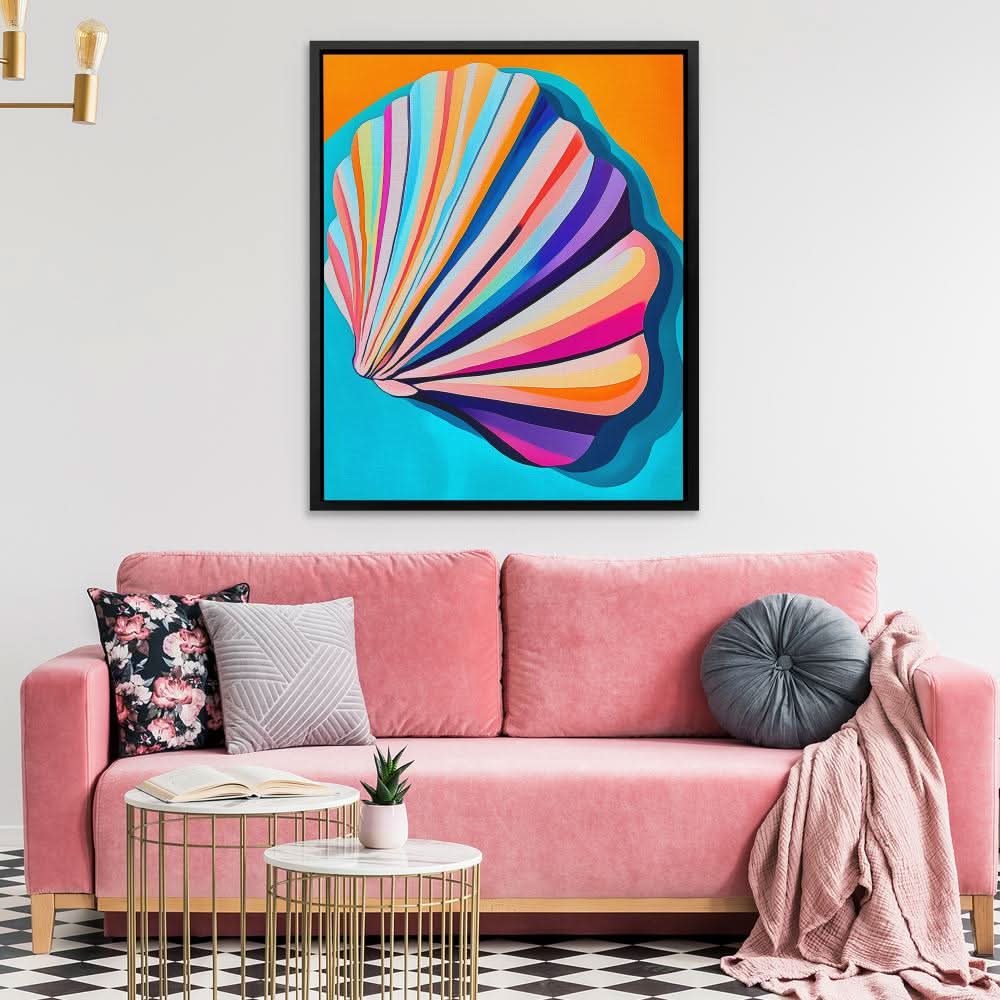 Vibrant Pastel Shell - Wall Art in Black Frame