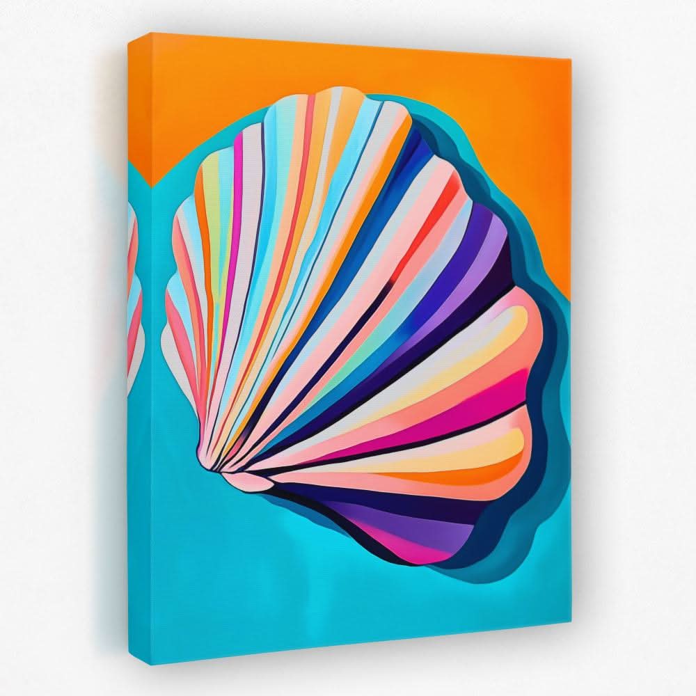 Vibrant Pastel Shell - Beach Canvas Wall Art