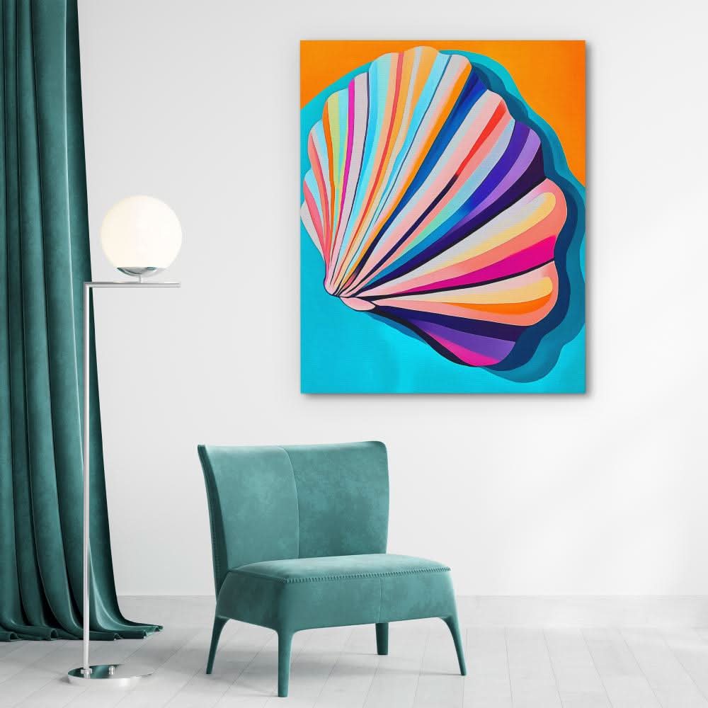 Vibrant Pastel Shell - Blue Canvas Wall Art